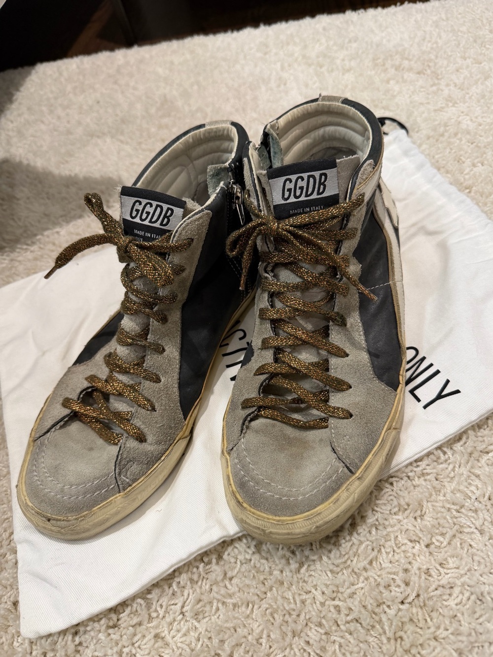 GOLDEN GOOSE Slide Womens distressed high top sneaker. Size US 10/IT40